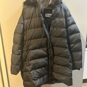 Lands' End Women's Charcoal Puffer Jacket